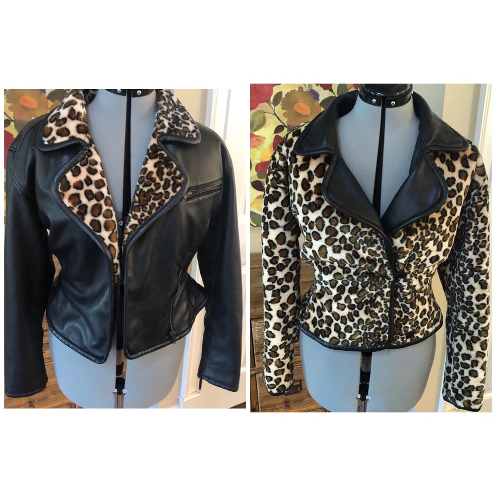VTG B.B. Dakota Jacket Reversible Vegan Leather Fur 90’s/Y2K Small